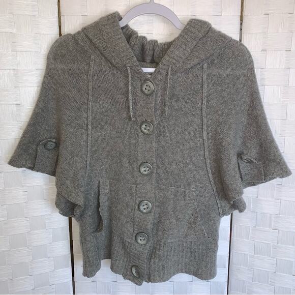Anthropologie Kenji Boho Short Sleeve Wool Blend Hooded Cardigan Women’s Size XS - Picture 1 of 12